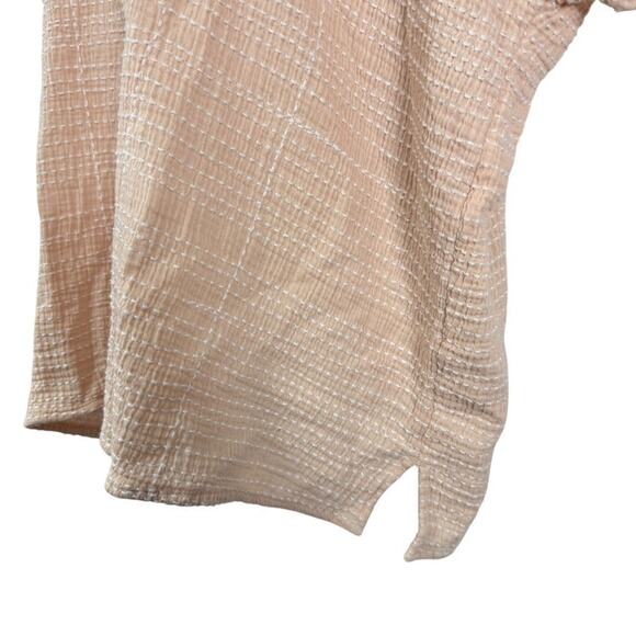 J Jill Pure Pink Blush Dolman Short Sleeve Oversized Embroidered Cotton Top L - Picture 8 of 16